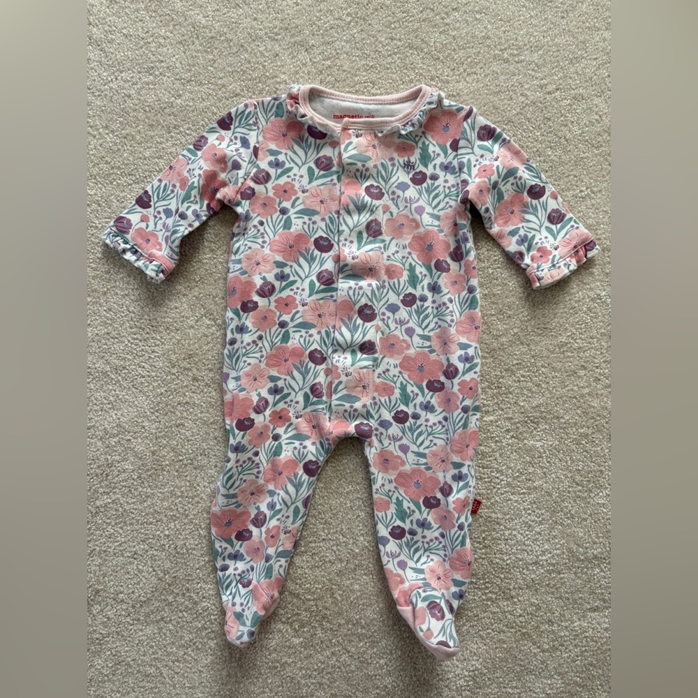 Magnetic Me Infant Floral Footed Onsie